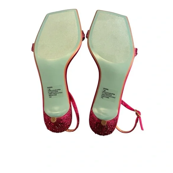 Betsy Johnson Rebel Sling back Kitten Heels Sandals in Fuchsia Women’s size 7.5 - Picture 9 of 12